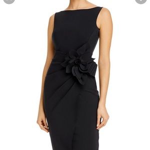 Chiara Boni flower-applique dress, black zize 12